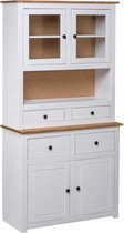The Living Store Wandkast Grenenhout - Wit/Naturel - 93x40.5x180cm