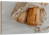 Hout - Verse Broodjes in Gehaakt Tasje - 120x80 cm - 9 mm dik - Foto op Hout (Met Ophangsysteem)