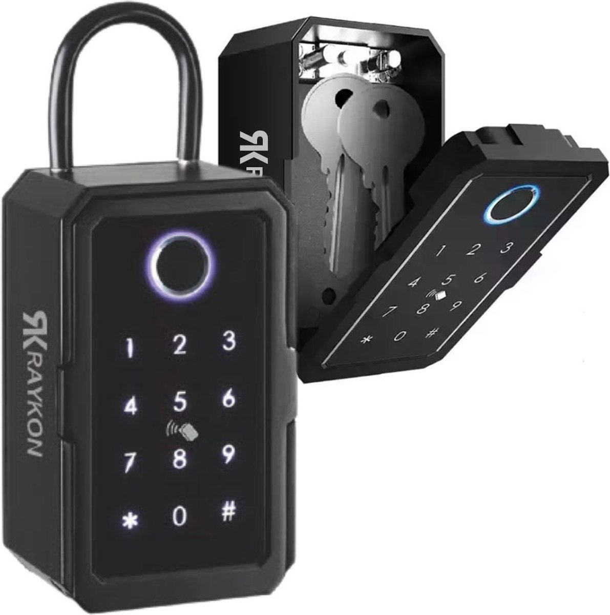 Raykon WIFI & Bluetooth Sleutelkluis met Vingerafdruk - Metalen Sleutelkluisje met Code voor Buiten - Sleutelkastje Thuiszorg - Sleutelbox - Sleutelkast