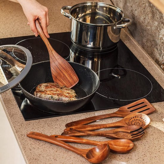 6 pièces cuillères en bois robustes pour ustensiles de cuisine