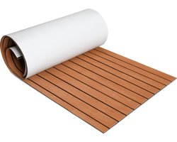 Decking Zelfklevende Bootmat - Decking Self Adhesive Boat Mat - Premium EVA Teak Foam Decking Mat-Teak Boten Vloerbedekking - Teak Vloerbedekking Vloer - Teakhouten Jachtvloeren Wasbaar -240x90x0.6cm-geelbruin