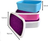 Broodtrommel Blauw - Lunchbox - Brooddoos - Paars - Roze - Patronen - Abstract - 18x12x6 cm - Kinderen - Jongen