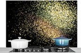 Spatscherm Keuken - Kookplaat Achterwand - Spatwand Fornuis - 120x80 cm - Luxe - Glitter - Goud - Design - Zwart - Aluminium - Wanddecoratie - Muurbeschermer - Hittebestendig