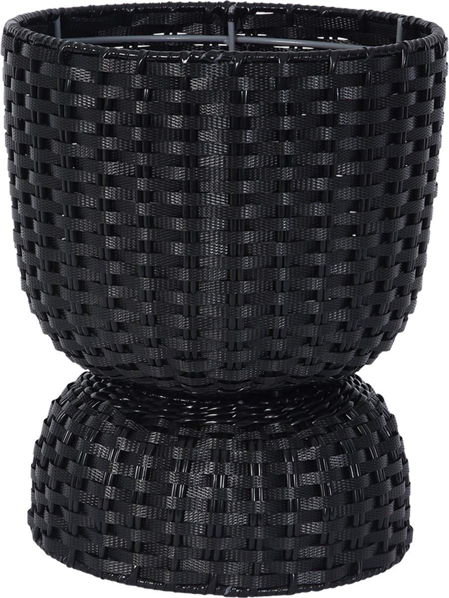 Handed By - Plantenmand - Plantenstandaard - Bloempot - Duurzaam- Handgevlochten - Handed By Twist Diabolo maat small - zwart- black
