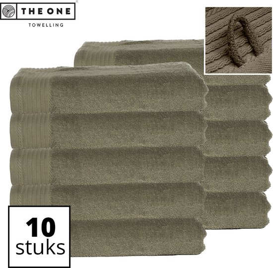 The One Towelling Classic Handdoeken - 70 x 140 cm - 10 Stuks - Voordeelverpakking - Hoge vochtopname - 100% Gekamd katoen - Olijfgroen