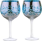 Artland set de 2 verres à cocktail Gin Filigree bleu 70 CL - 22 cm