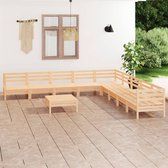 The Living Store Houten tuinset - Tuinmeubelset - Massief grenenhout - Modulair ontwerp - Waterbestendige hoes - 3x hoekbank - 6x middenbank - 1x voetenbank/tafel