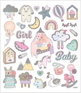 Stickers vel 15x16 5 cm 30 stuk baby girl 1vel