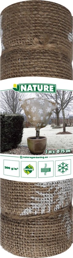 Couverture Nature jute - 4x - H100 x P75 cm - naturel - motif hivernal - housse de protection végétale antigel