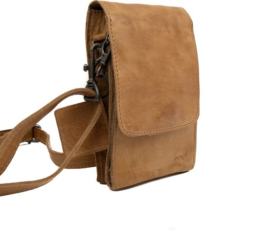 Foto: Bear design telefoontasje crossbodytas dames leer robbie taupe