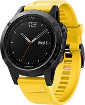 Siliconen sport bandje geschikt voor Garmin Fenix 5 - Plus & Sapphire - Fenix 6 - Pro & Sapphire - Garmin Fenix 7 - Solar & Sapphire Garmin Epix Gen 2 - Quickfit 22 / 22mm band voor Garmin smartwatches - Horlogebandje - Polsband - geel