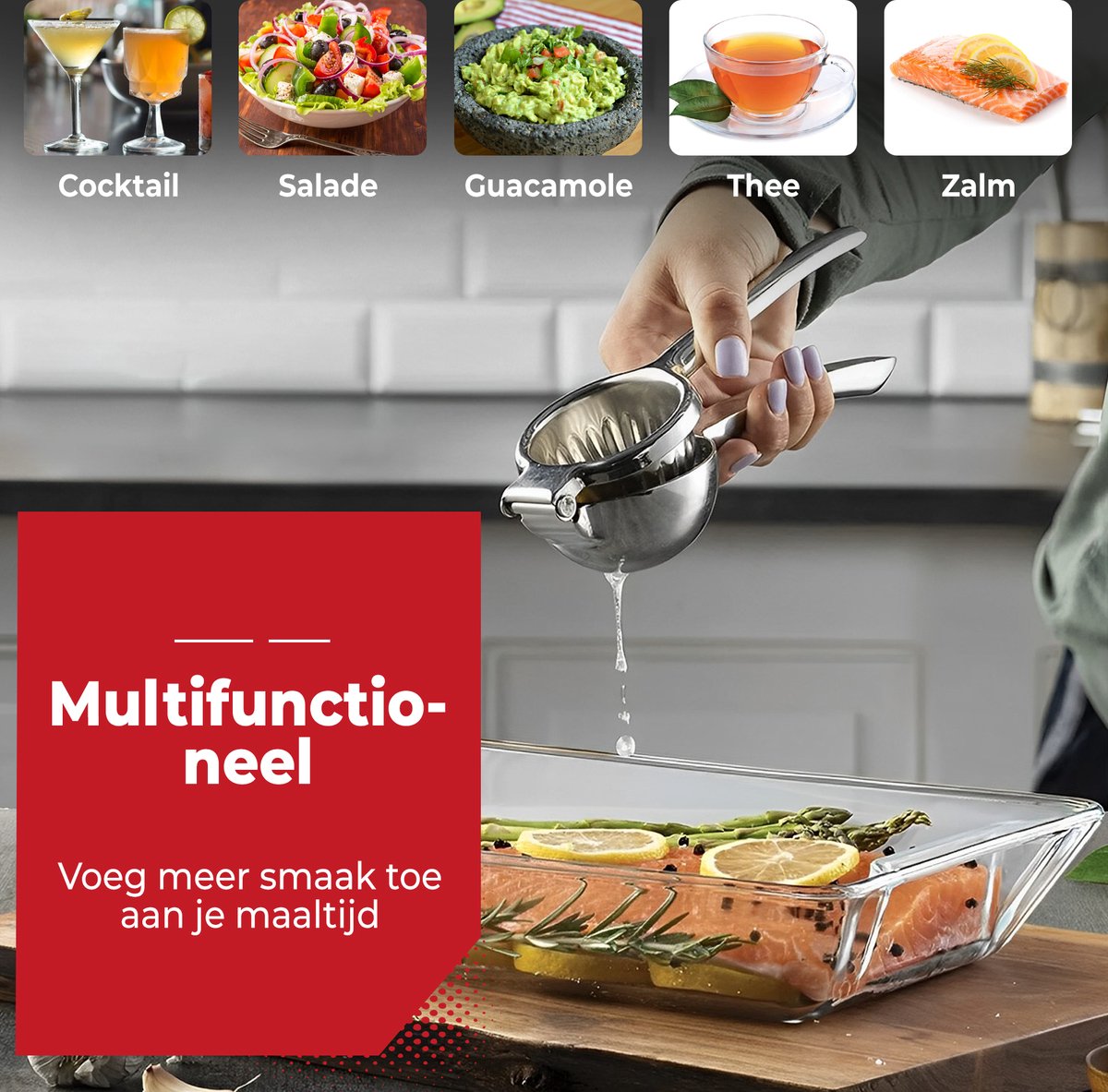 HI NATURE Robuuste Kwaliteit Citroenpers - Limoenpers thumbnail 2