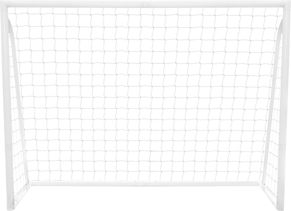 Monster Shop - 2.4 x 1.82m Voetbaldoel - Weerbestendig PVC Frame - Snelle Slot & Klik Montage - 5-gaats Doelscherm - Handige Draagtas - Wit - PVC Frame 68mm Diameter