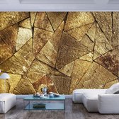 Fotobehangkoning - Behang - Vliesbehang - Fotobehang Gouden Tegels - Pavement Tiles (Golden) - 150 x 105 cm