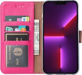 LuxeBass Hoesje geschikt voor Apple iPhone 14 - Boekhoesje met kaartvakken - Roze gsm hoesje - telefoonhoes - telefoonhoesjes
