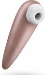 Roze Satisfyer Air Pulse met witte applicator, van schuin.