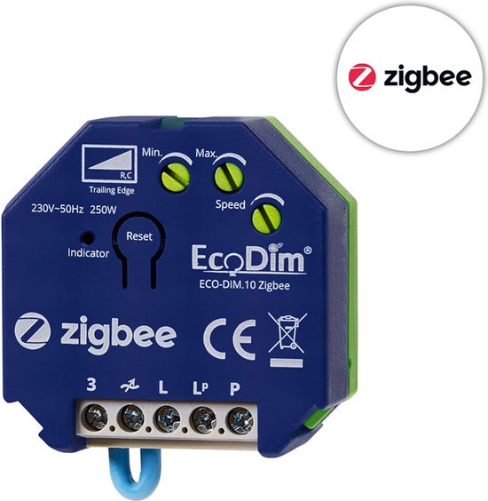 EcoDim Zigbee led dimmer module, ECO-DIM.10 Zigbee, Geschikt voor pulsdrukker, inbouw, Touchlink, 250W LED - Ecodim