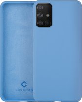 Coverzs Luxe Liquid Silicone Case geschikt voor Samsung Galaxy A71 - Lichtblauw - Blauw - Light Blue - Siliconen hoesjes geschikt voor Samsung Galaxy A71 hoesje - Silicone case beschermhoes - Backcover hoes