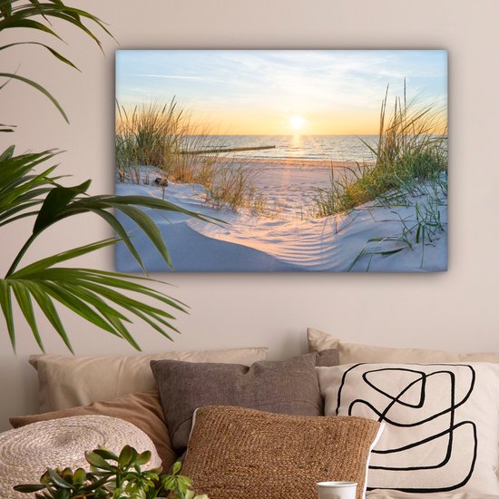 Toile - Tableaux sur toile plage - Mer - Dunes - Paysage - Tableau mer - Peintures sur toile - Tableau salon - 180x120 cm
