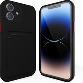 Backcover hoesje met pashouder - Geschikt voor iPhone 12 hoesje - Pasjeshouder shockproof case - Ruimte voor pasjes - Siliconen hoesje zwart