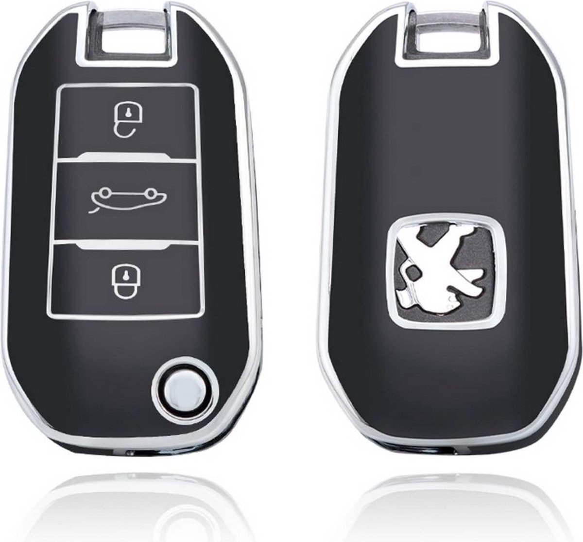 Autosleutel hoesje - TPU Sleutelhoesje - Sleutelcover - Autosleutelhoes - Geschikt voor Peugeot - zwart - A3 - Auto Sleutel Accessoires gadgets - Kado Cadeau man - vrouw