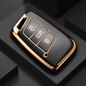 Volkswagen, Seat, Skoda Étui à clé de voiture Étui à clé en TPU durable - Couverture de clé de voiture - Couverture de clé de voiture -noir-or- D3 - Gadgets Accessoires de vêtements pour bébé de voiture