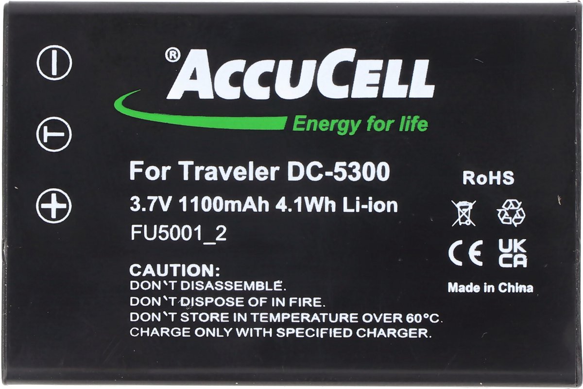 AccuCell-batterij geschikt voor Fujifilm NP-60, FinePix 50i, 601
