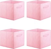 4 stuks stoffen opbergdozen, grote vouwdozen, opbergkubussen met handgrepen, stoffen dozen, opbergbox voor Kallax dozen, slaapkamer, kasten, 32,5 x 32,5 x 38 cm, roze