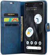 DG Ming Hoesje voor de Google Pixel 8 Pro - Retro Wallet Book Case - Telefoonhoesje Kunstleer met Pasjes - Portemonnee Hoesje met Kaarthouder op achterkant Blauw