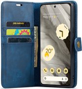 DG Ming Hoesje voor de Google Pixel 8 - Retro Wallet Book Case - Telefoonhoesje Kunstleer met Pasjes - Portemonnee Hoesje met Kaarthouder op achterkant Blauw