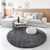 Tapis à poils longs Shaggy Trend uni rond - gris 120 cm rond