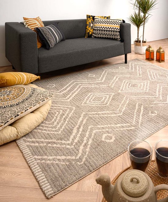 Tapis berbère Beni Ouarain Bahij - gris clair 200x300 cm