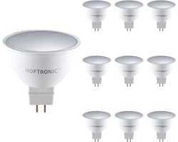 HOFTRONIC - Voordeelverpakking 10X GU5.3 LED Spots - 4,3 Watt 400lm - Vervangt 35 Watt - 2700K Warm wit licht - LED Reflector - GU10 LED lamp