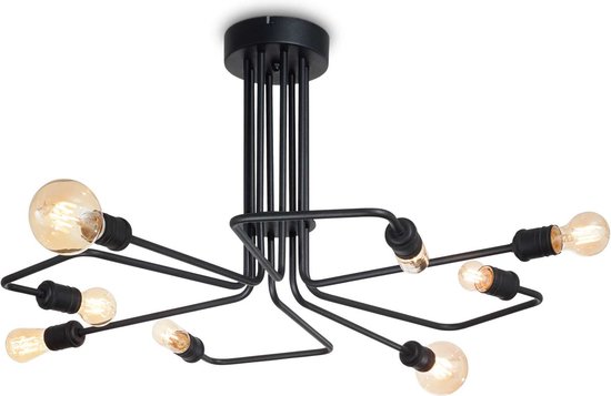 JHYPVII Plafondlamp Woonkamer Roest Rood Vintage 6 Lichten Plafondlamp Ronde Eetkamer E14 Antiek Industrieel Design Plafondverlichting Slaapkamer Voor Keuken Bar Cafe Eettafel, Metaal