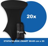 Statafelrok Zwart x 20 – ∅ 80-85 x 110 cm - Statafelhoes met Draagtas - Luxe Extra Dikke Stretch Sta Tafelrok voor Statafel – Kras- en Kreukvrije Hoes