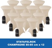 Statafelrok Champagne x 12 – ∅ 80-85 x 110 cm - Statafelhoes met Draagtas - Luxe Extra Dikke Stretch Sta Tafelrok voor Statafel – Kras- en Kreukvrije Hoes