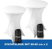 Statafelrok Wit x 2 – ∅ 80-85 x 110 cm - Statafelhoes met Draagtas - Luxe Extra Dikke Stretch Sta Tafelrok voor Statafel – Kras- en Kreukvrije Hoes