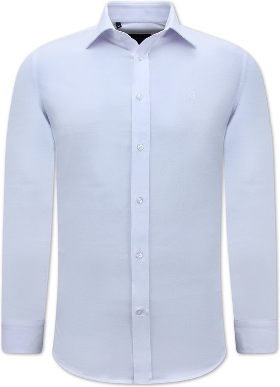 Wit Overhemd Heren Oxford - Heren Overhemden Lange Mouw - Oxford Blouse Heren Slim Fit - Wit