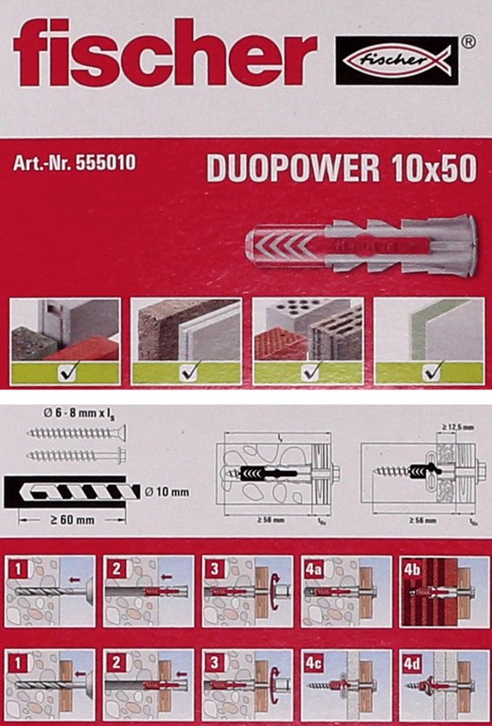 Universele plug | Fischer DuoPower | 18 stuks (8x40) Fischer