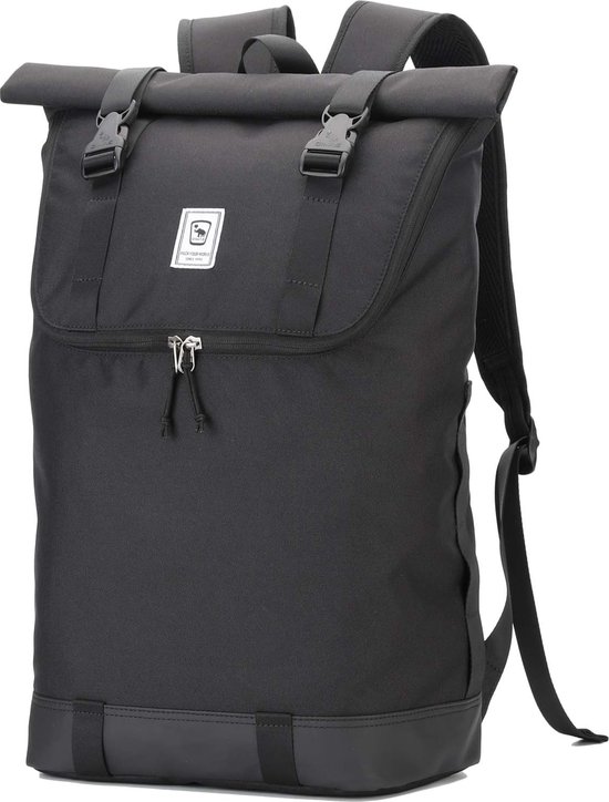 BJIAX Rolltop Rugzak voor dames en heren, grote laptoprugzak, waterdicht, met computervak, 16 inch rugzak, schoolrugzak, waterdichte reisrugzak, handbagage, vliegtuig, werk, reizen, grijs