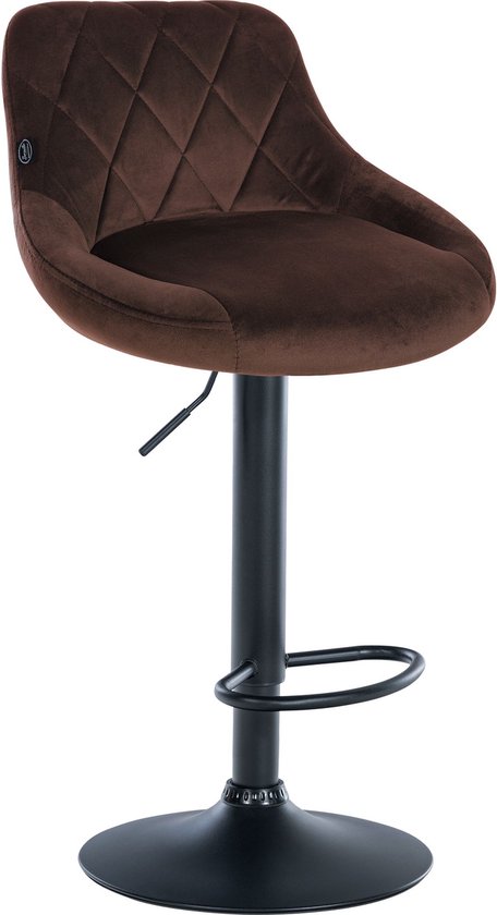 Tabouret de bar CLP Lazio - Avec dossier - Repose-pieds - Velours - Velours - marron noir