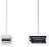 Nedis Mini DisplayPort-Kabel - DisplayPort 1.2 - Mini-DisplayPort Male - DisplayPort Female - 21.6 Gbps - Vernikkeld - 0.20 m - Rond - PVC - Wit - Doos