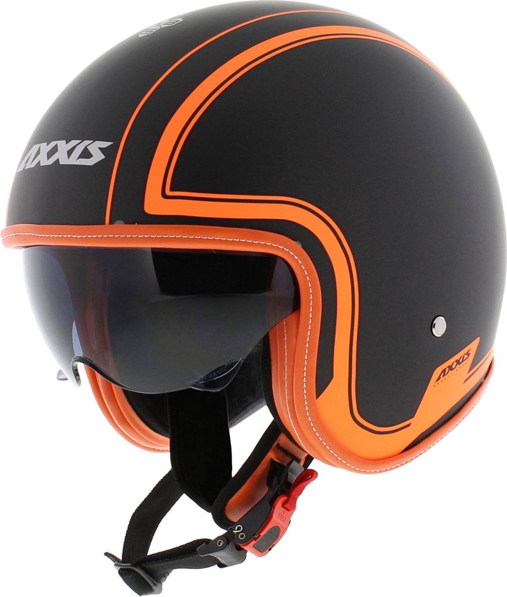 Axxis Hornet SV jet helm Royal mat zwart oranje fluor M - Motorhelm / Brommerhelm / Vespa