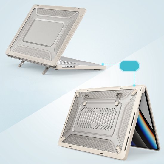 Coque MacBook Pro 16 pouces (2019 à 2023) - Support intégré + Protection Extreme - Convient pour MacBook Pro 16 pouces (A2141 / A2141 / A2485 M1 Pro / M1 Max / A2780)
