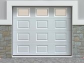 Sectionale garagedeur met cassettes - Wit - Met ramen - Automatisch - CAOPAS L 243 cm x H 199 cm x D 4 cm