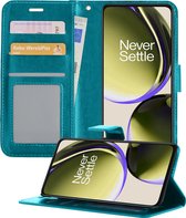 Hoesje Geschikt voor OnePlus Nord CE 3 Lite Hoesje Book Case Hoes Wallet Cover - Hoes Geschikt voor OnePlus Nord CE 3 Lite Hoesje Bookcase Hoes - Turquoise