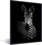 Fotolijst incl. Poster - Zebra - Zwart - Wit - Dieren - 30x40 cm - Posterlijst