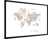 Wereldkaart kinderen - Dinosaurussen - Kinderkamer - Jongens - Meisjes - Kinderen - Schoolplaat - Kinderkamer - 90x60 cm
