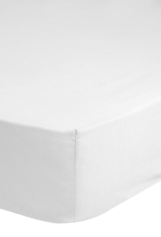 Luxe jersey geweven hoeslaken wit - 200x220 (lits-jumeaux extra breed) - heerlijk zacht en ademend - hoogwaardige kwaliteit - rondom elastiek - hoge hoeken - perfecte pasvorm