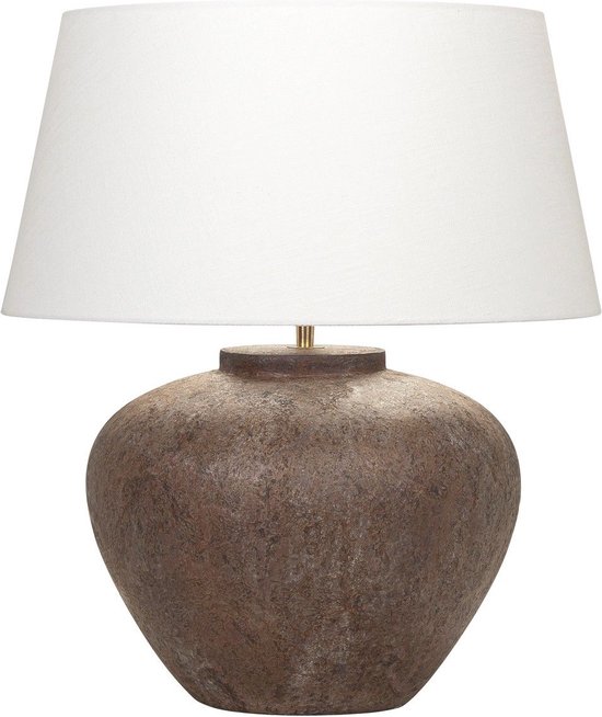 Lampe de table en céramique 'Maxi Tom' terre/argile avec abat-jour crème lin